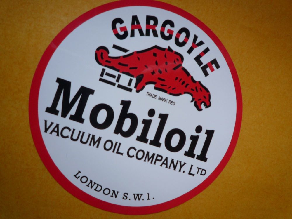 Mobil Mobiloil Vacuum Gargoyle Round Sticker. 6" or 8".