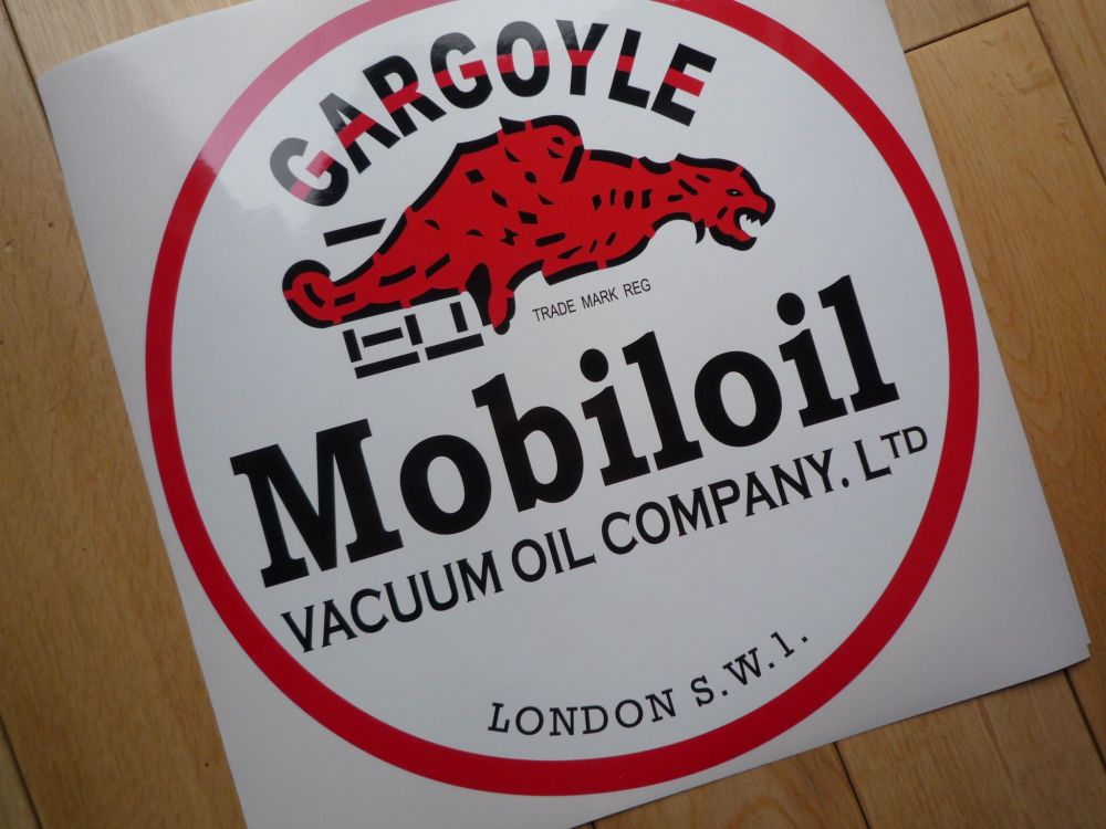 Mobil Mobiloil Vacuum Gargoyle Round Sticker. 12".