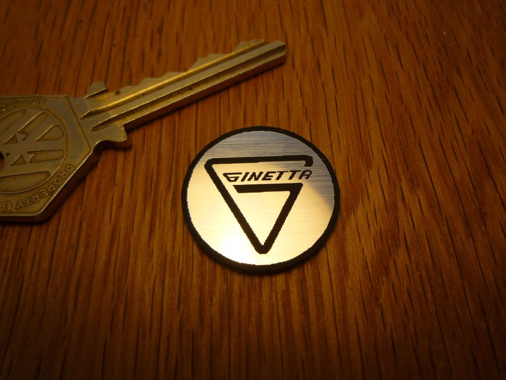 Ginetta Logo Circular Laser Cut Self Adhesive Car Badge. 25mm.