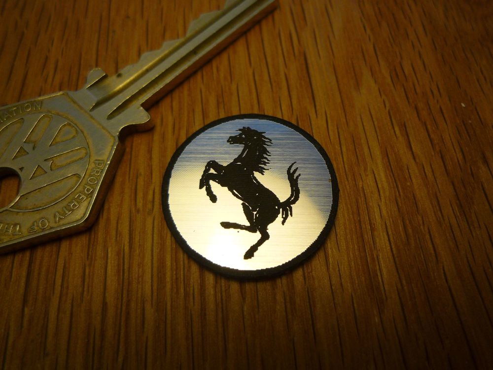 Ferrari Prancing Horse Circular Laser Cut Self Adhesive Car Badge. 25mm.