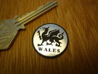 Wales Welsh Dragon Circular Laser Cut Self Adhesive Car Badge. 25mm.