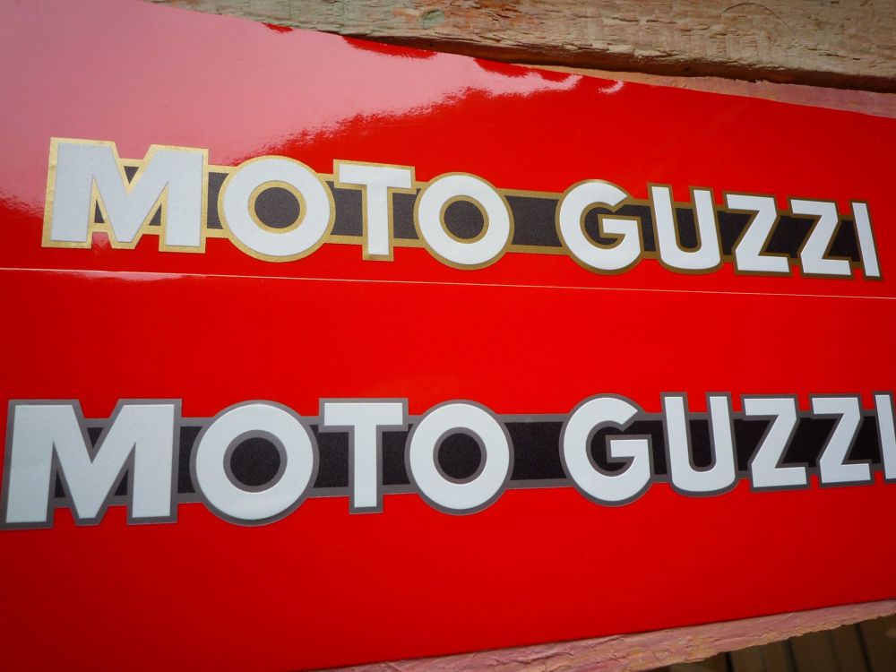 Moto Guzzi One Piece Script Cut to Shape Metallic Stickers  8