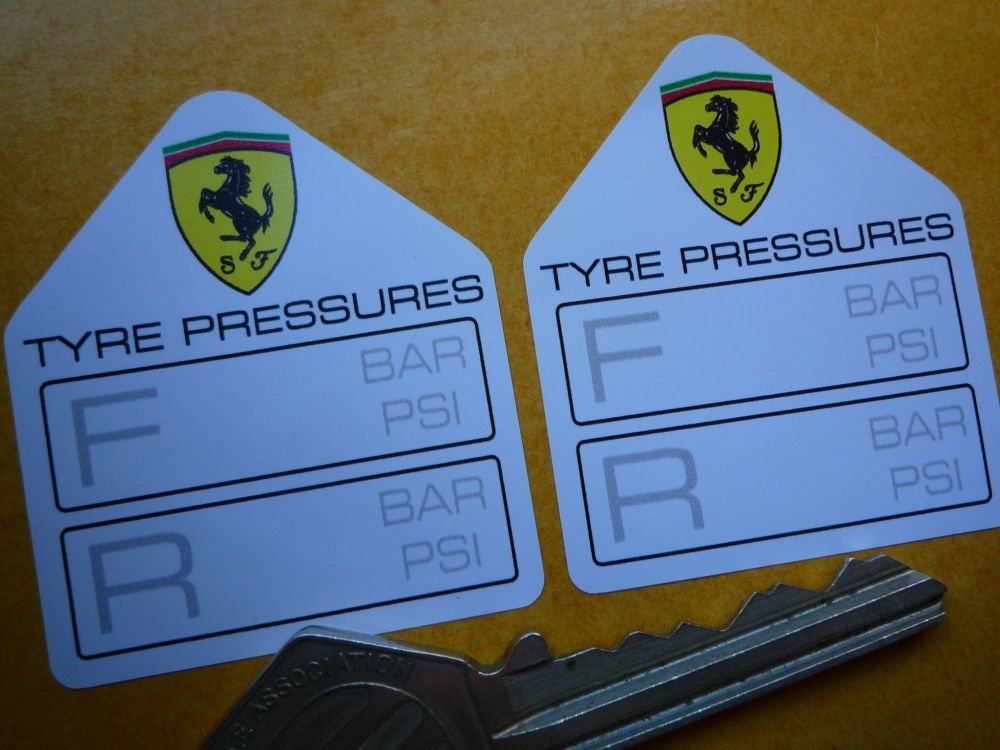 Ferrari Tyre Pressure Stickers. 1.75" Pair.