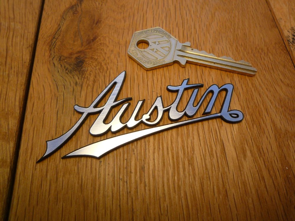 Austin Old Script Style Self Adhesive Car Badge. 3.5