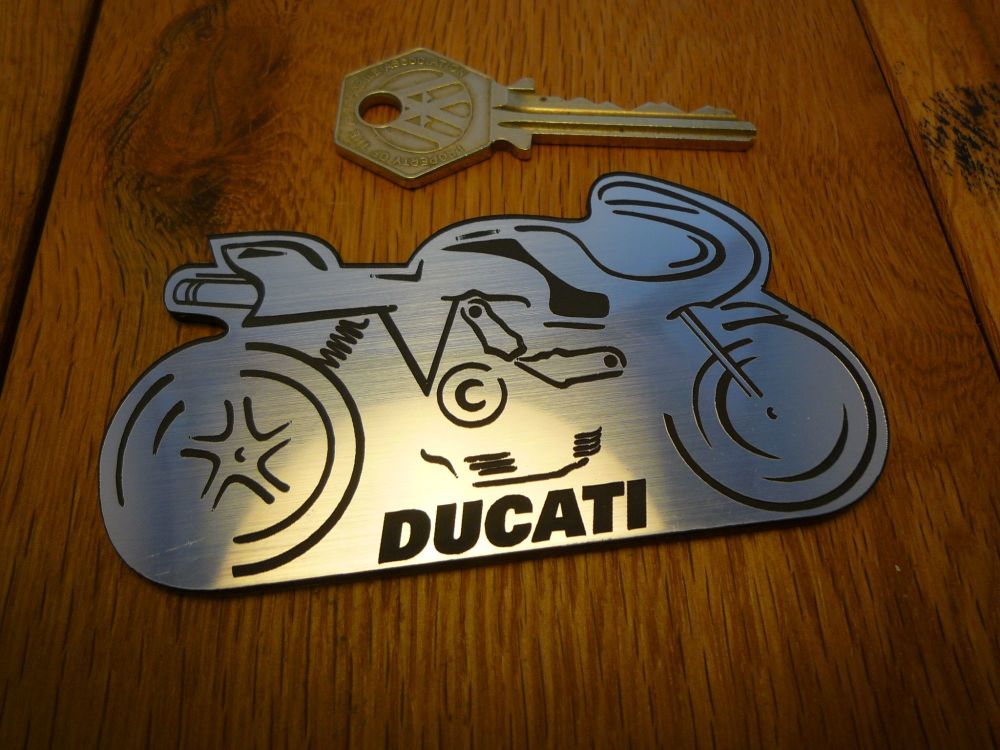 Ducati Side View Outline Style Self Adhesive Bike Badge. 3.75"