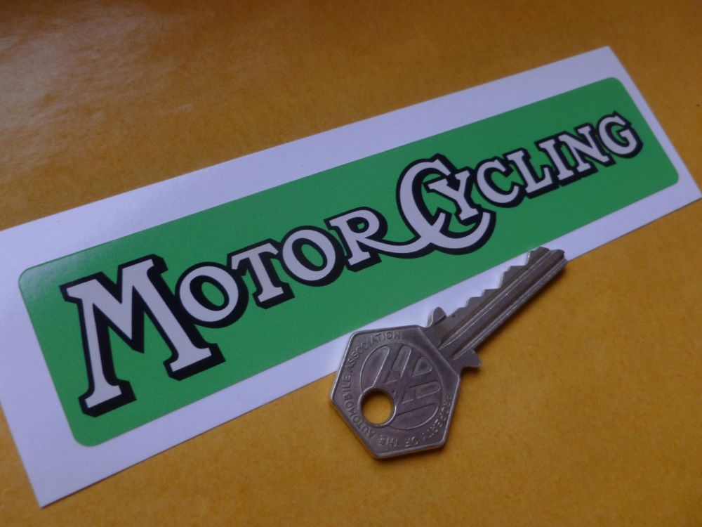 Motor Cycling Weekly Paper Sticker. 6".