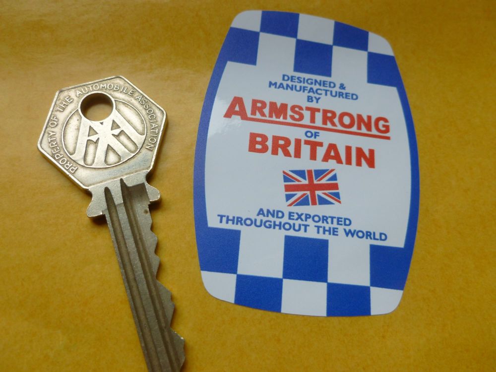 Armstrong of Britain 60's & 70's Shock Absorber Barrel Shaped Stickers. 70mm Pair.