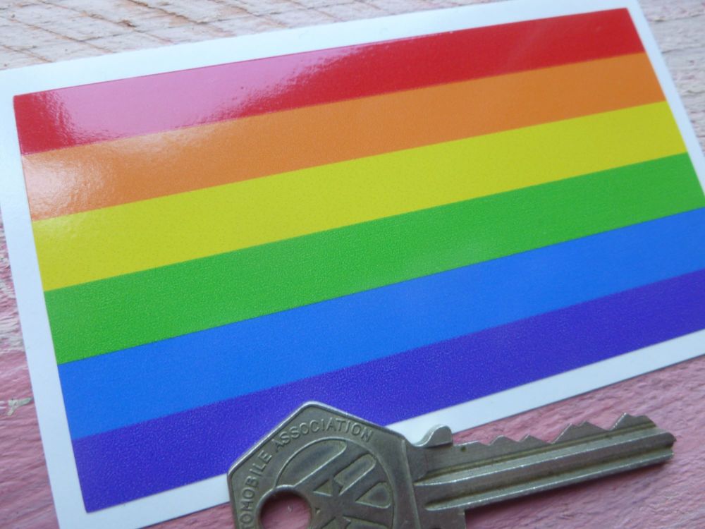 Gay Pride LGBT Rainbow Flag Oblong Sticker. 4".
