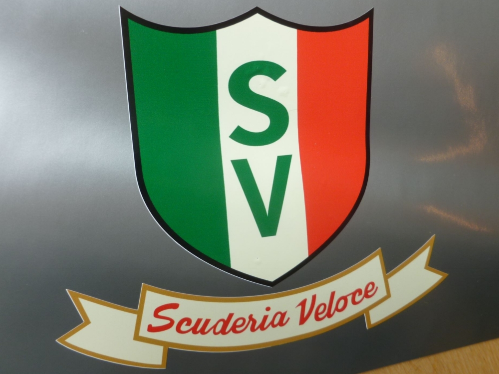 Scuderia Veloce Shield and Scroll Style Sticker - 3" or 6"