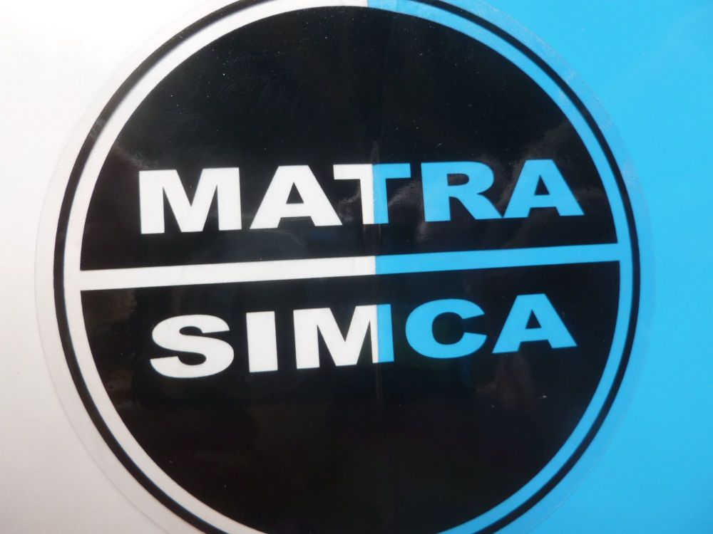 Matra-Simca Black & Clear Circular Stickers. 3.5
