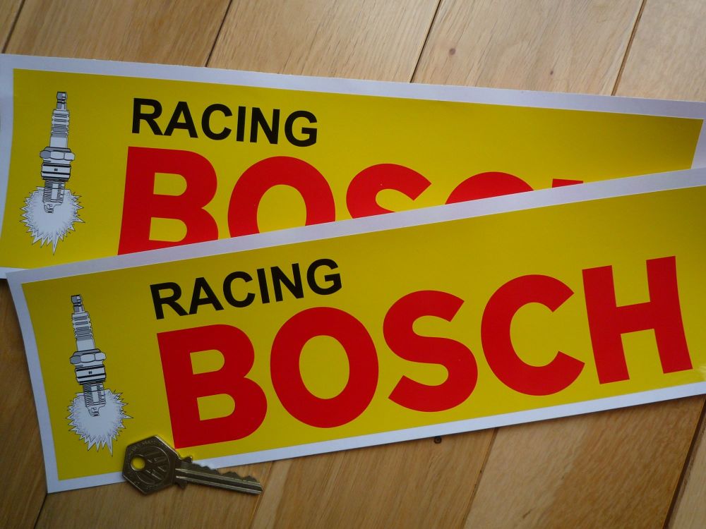 Bosch Racing Yellow & Red Oblong Stickers. 8", 11" or 12" Pair.