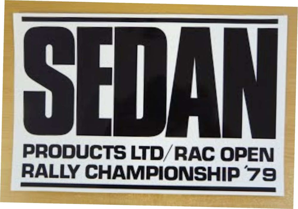 Sedan RAC Rally Black & White Oblong Sticker. 12".