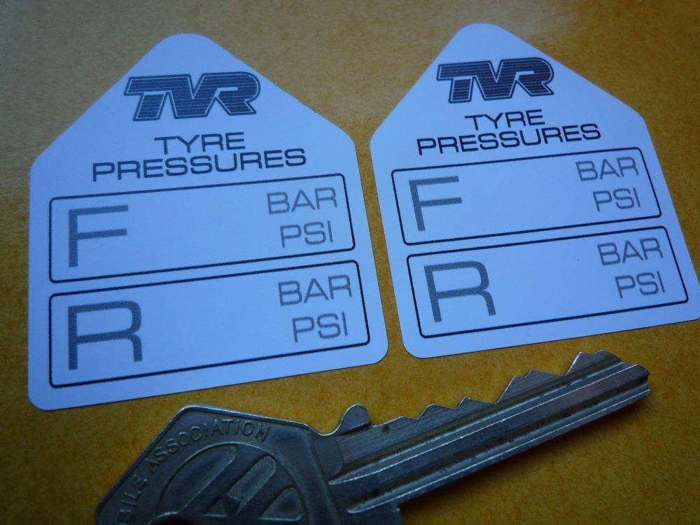 TVR Tyre Pressure Stickers. 1.75