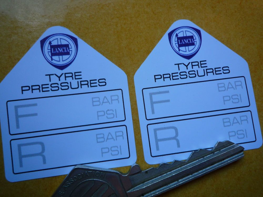 Lancia Tyre Pressure Stickers. 1.75