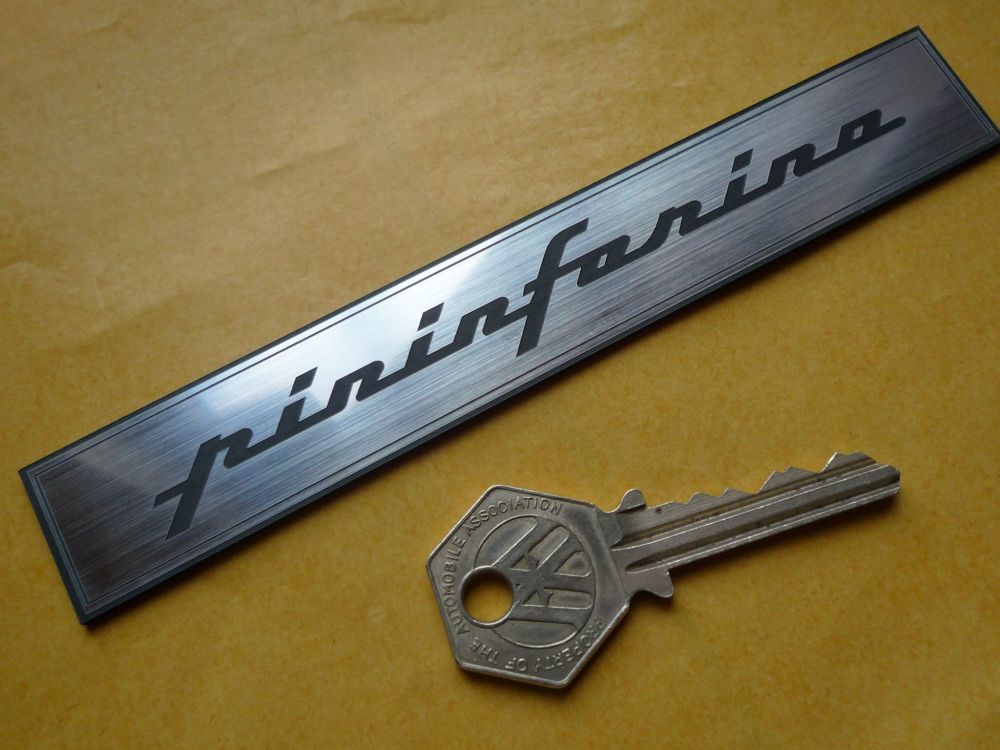 Pininfarina Later Style Oblong Text Self Adhesive Car Badge. 148mm.