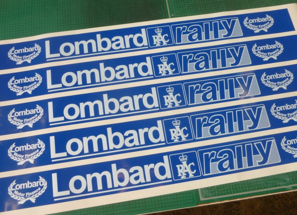 Lombard RAC Rally White & Blue Screentop Sunstrip Visor. 45.5
