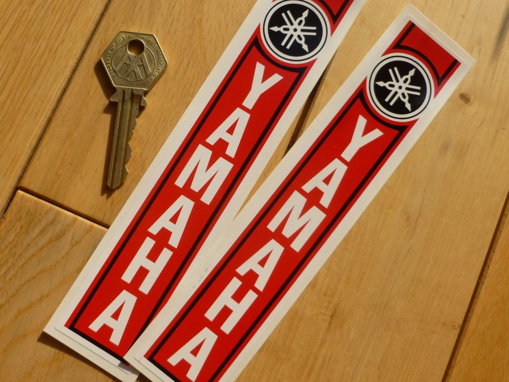 Yamaha Red, White, & Black vertical fork slider Stickers. 7