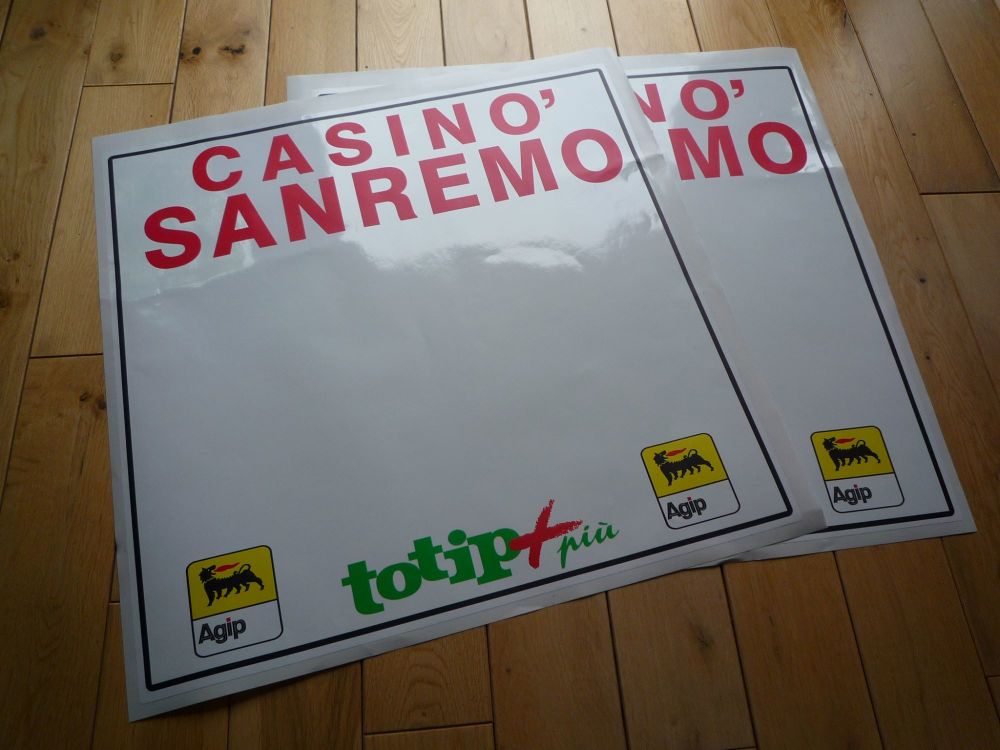 San Remo Rally ToTip Agip Style Door Panel Stickers. 400mm or 500mm Pair.