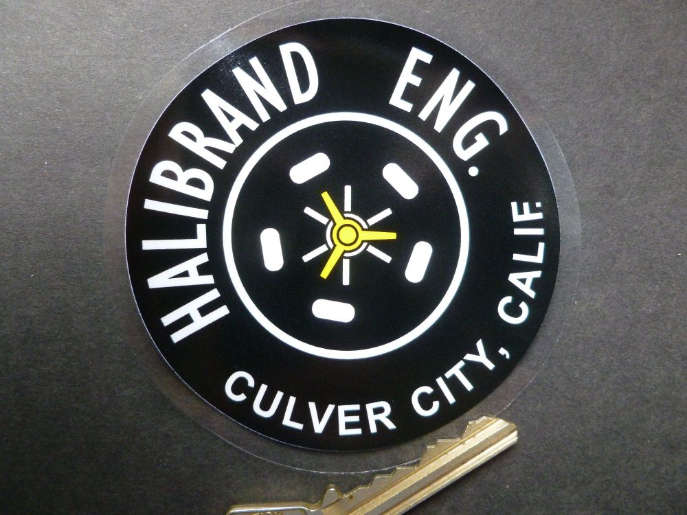 Halibrand Wheels Old Style Black Middle Window Sticker - 3"