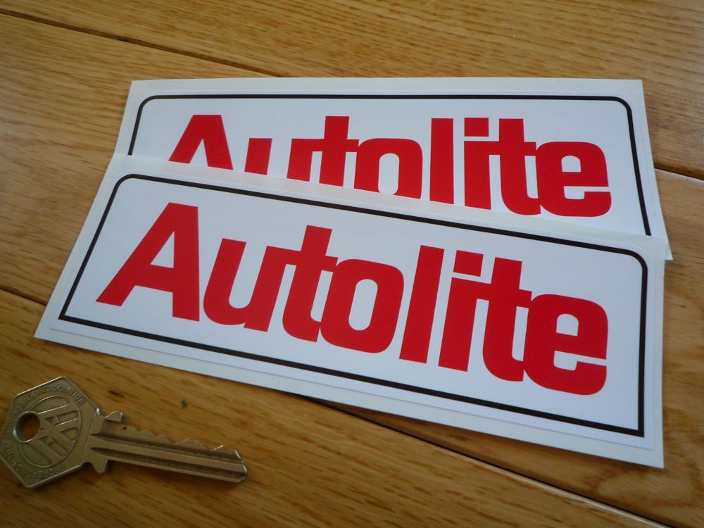 Autolite Text Oblong Stickers. 6" or 7" Pair.