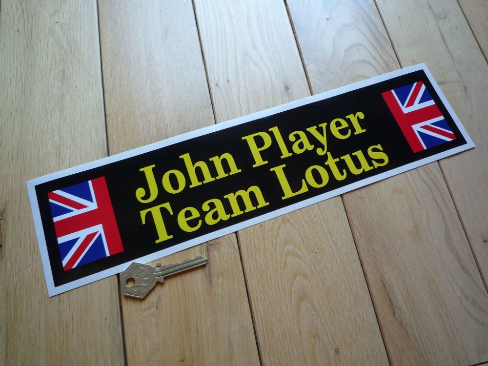 John Player Team Lotus Oblong Sticker. Yellow & Black Style. 14