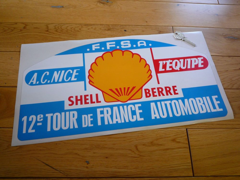 12e Tour de France Automobile Rally Plate Style Sticker. 17.25".