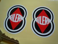 Gilera. Red, Black, & White Shaped Stickers. 2.75" Pair.