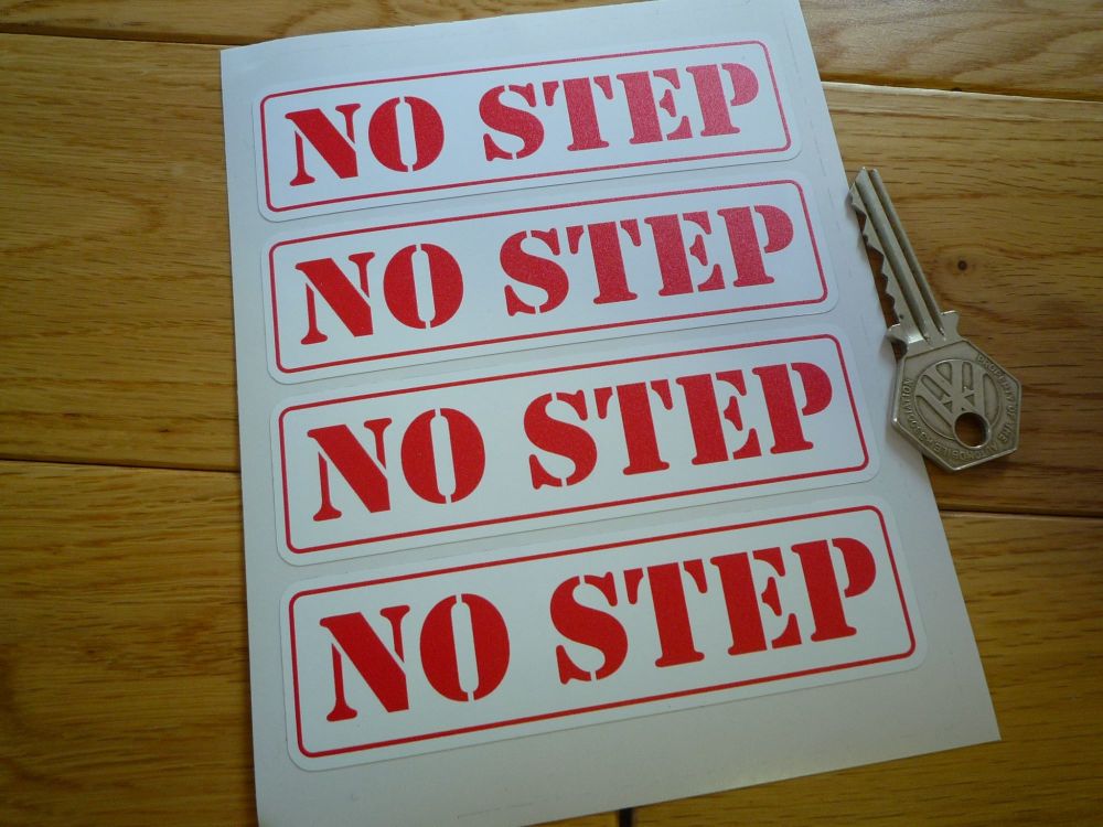 No Step. Race Car/Aircraft/Boat/Trailer etc. Stickers. 110mm. Set of 4.