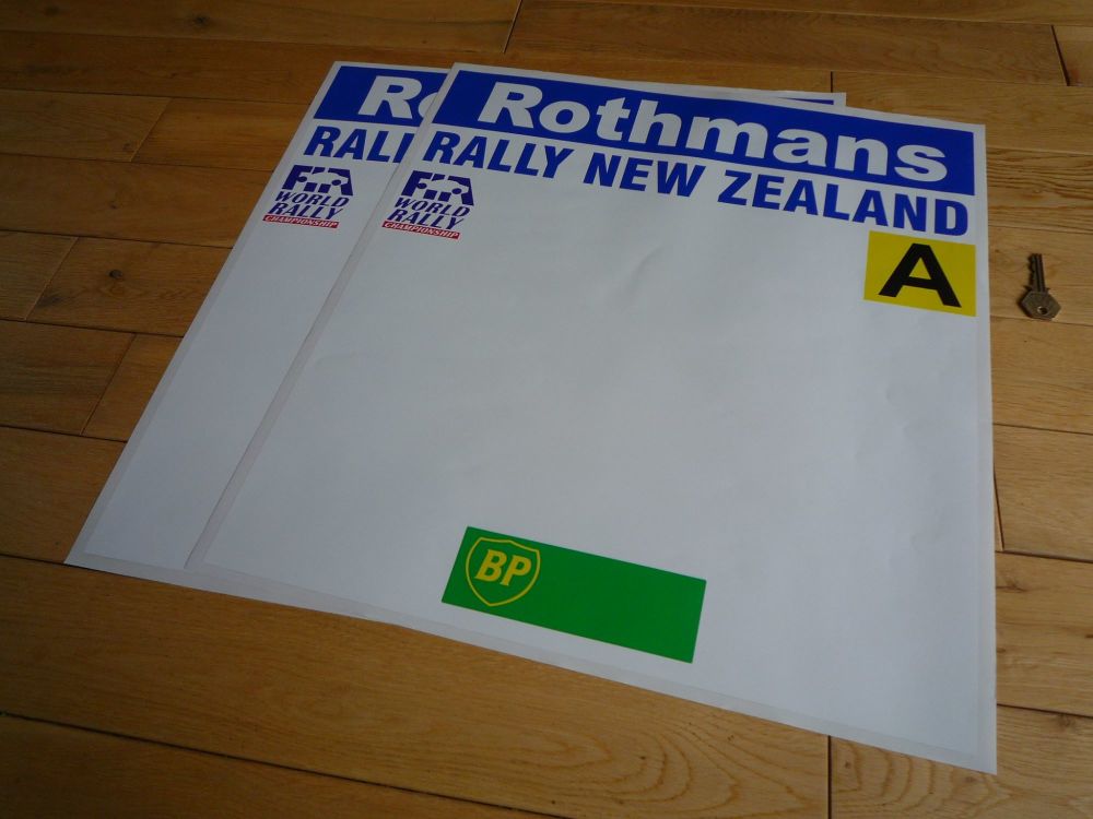New Zealand Rally Rothmans BP and Class A Style Door Panel Stickers. 20" Pair.