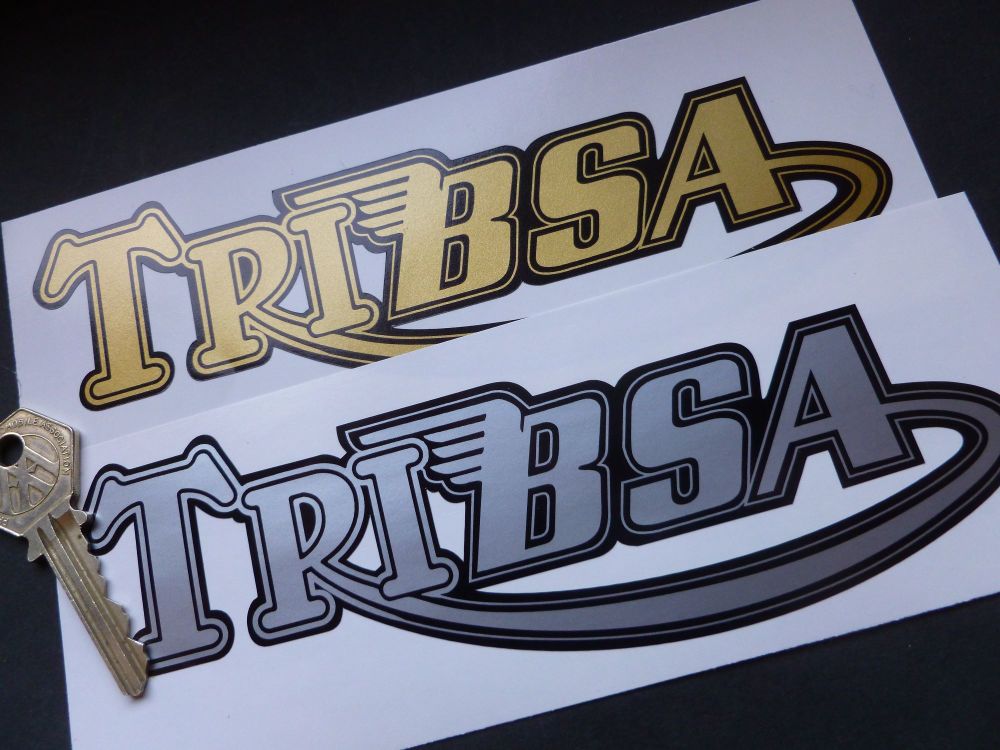TriBsa Shaped Text Stickers. 7" Pair.