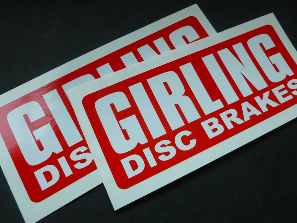 Girling Disc Brakes White on Red style Oblong Stickers. 5