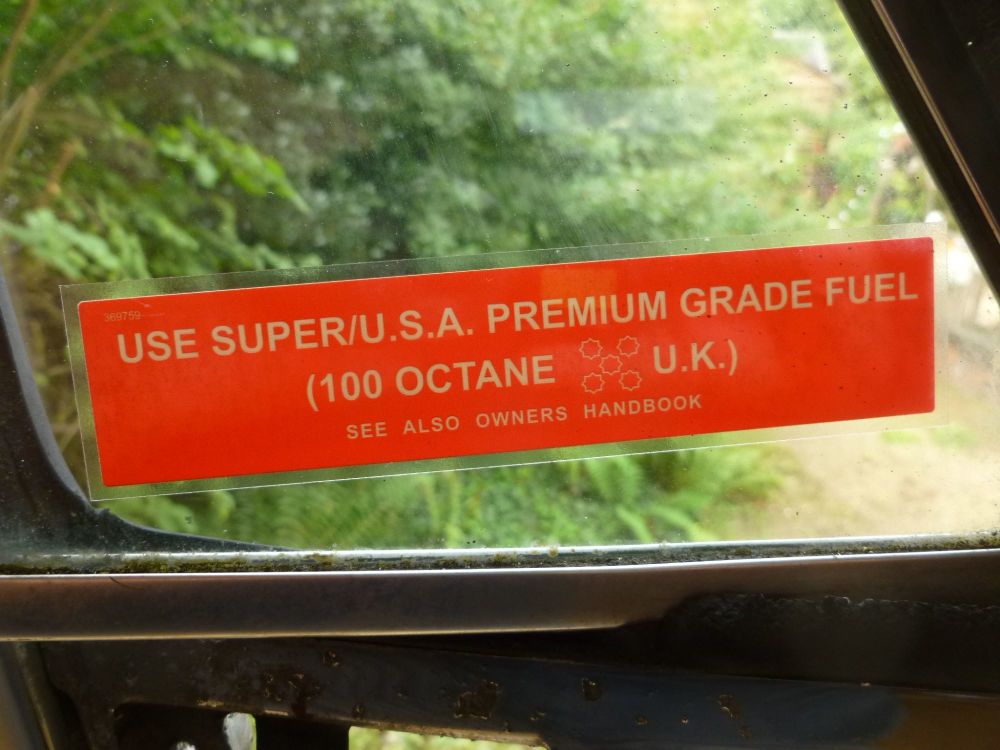 Use Premium Grade Oil 100 Octane Window Sticker. Jaguar, Range Rover, etc. 5".
