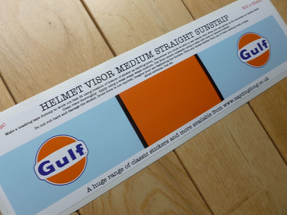 Gulf Helmet Visor Straight Sunstrip Sticker. 12". 50mm Tall.