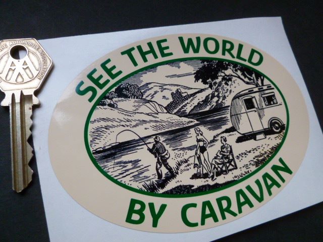 See The World By Caravan Classic Caravan Sticker. 5".