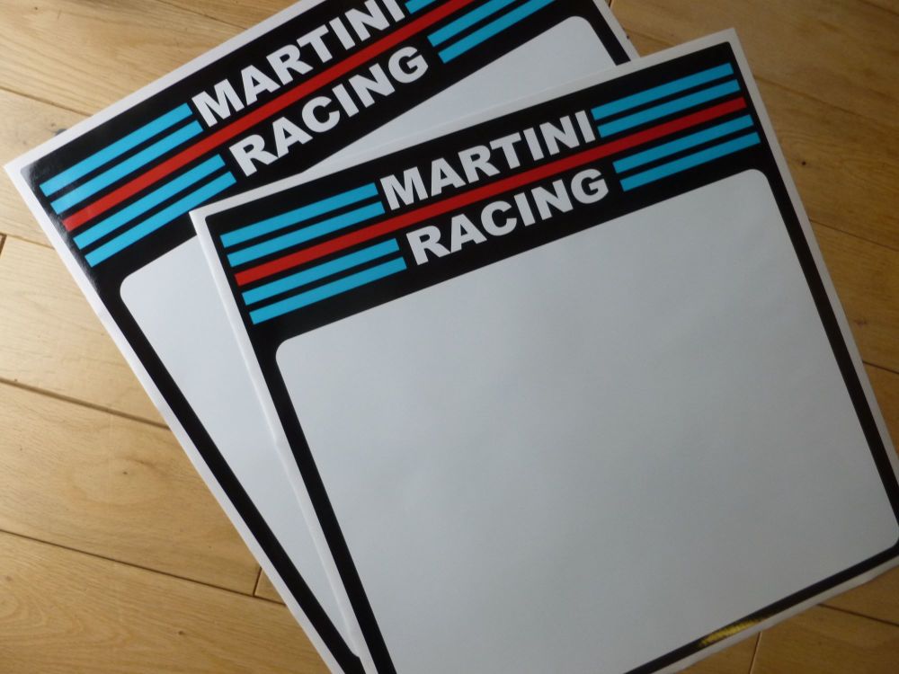 Martini Racing Coloured Race Car Door Panel Stickers. 16" Pair.