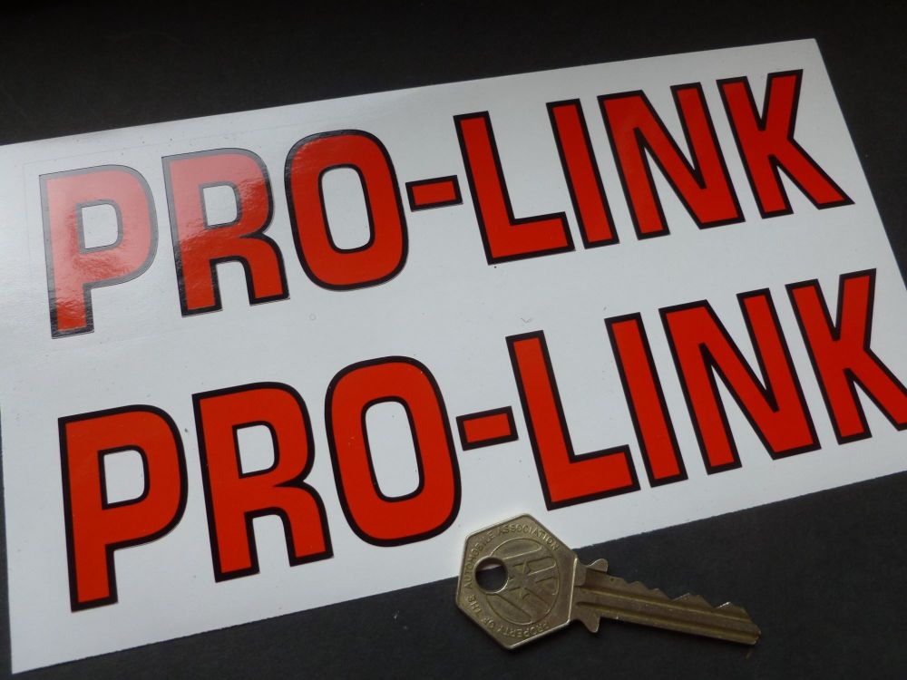 Pro-Link Outlined Style Solid Text Cut Vinyl Stickers. 7.5" Pair.