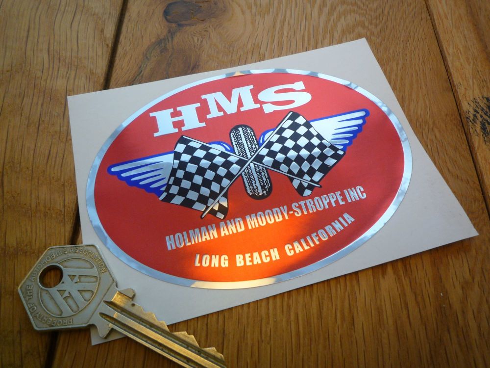 Holman and Moody-Stroppe Inc HMS Oval Chrome Sticker. 4.25