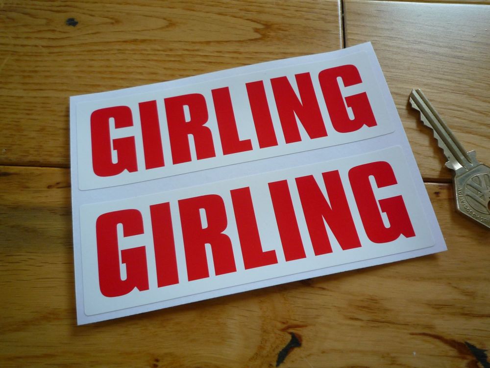 Girling Red on White Oblong Stickers. 5