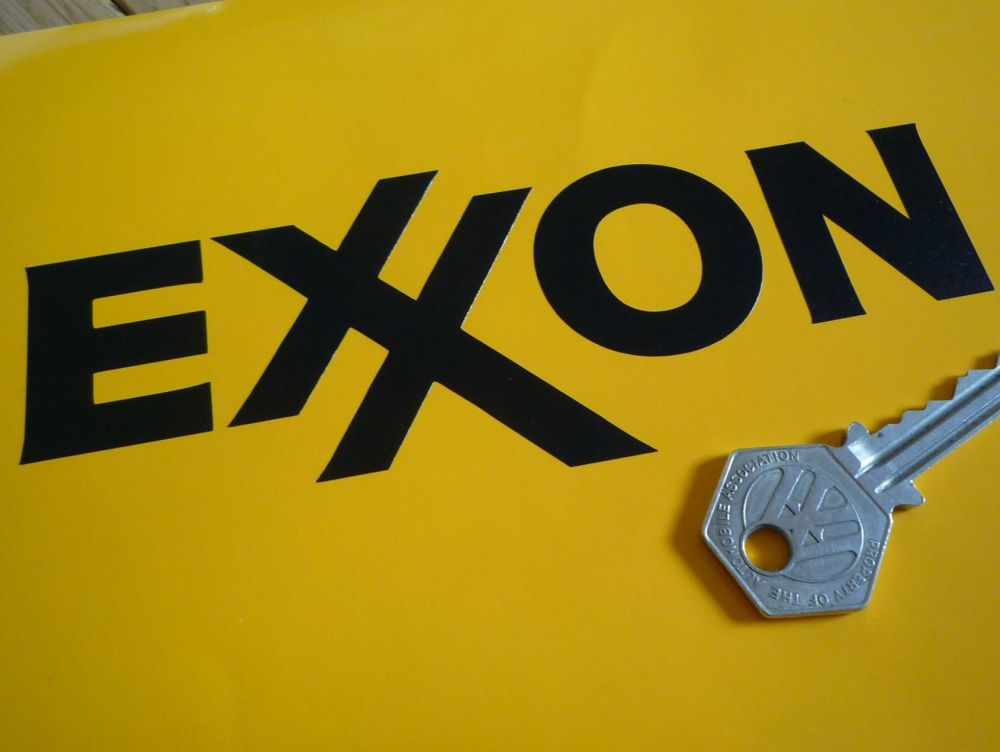 Exxon Text Cut Vinyl Stickers. 6" or 10" Pair.