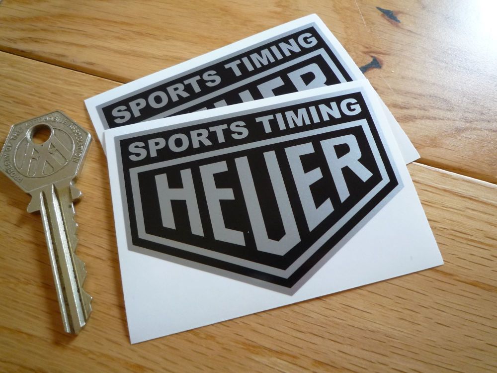 Sports Timing Heuer Black & Silver Stickers. 3