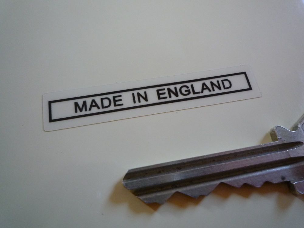 Made in England Text & Outline Sticker. Black & Clear. 2