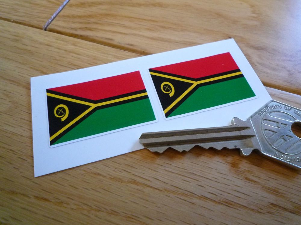 Vanuatu Flag Stickers. 38mm Pair.