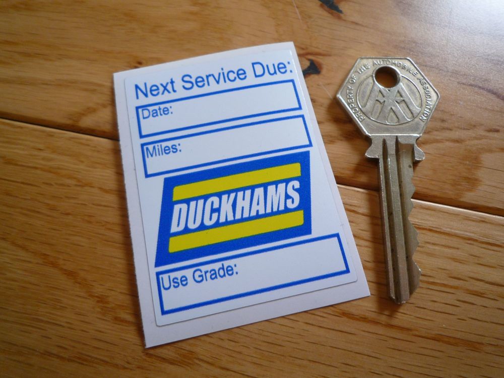 Duckhams 'Next Service Due' Sticker. 2.5".