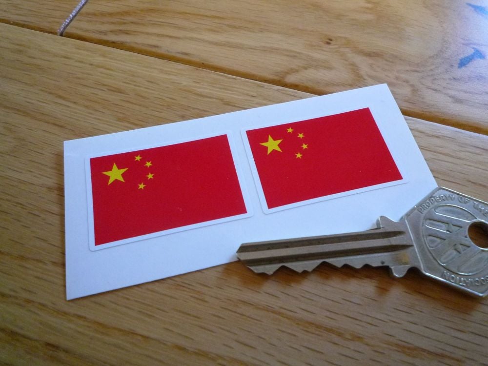 China Flag Stickers. 38mm Pair.