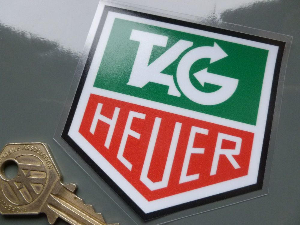 Tag Heuer Black Outline Full Colour Window Sticker. 3".