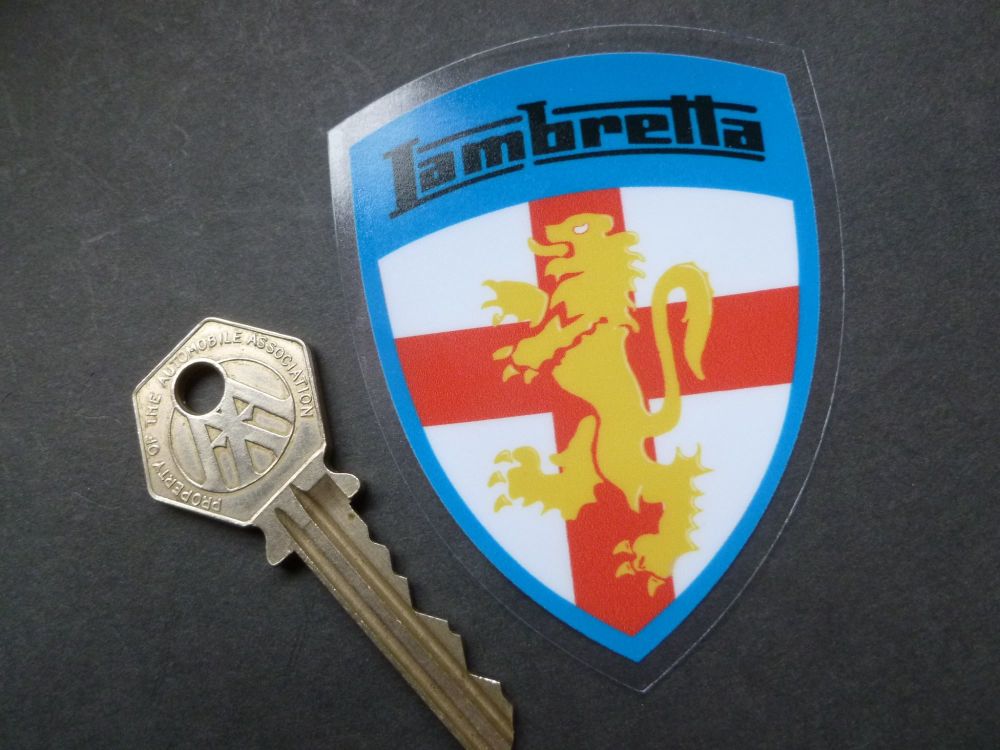 Lambretta Full Colour Shield Window Sticker. 3".
