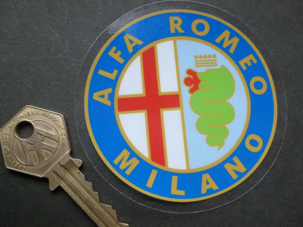 Alfa Romeo Milano Old Logo Window Sticker. Colour. 3" 