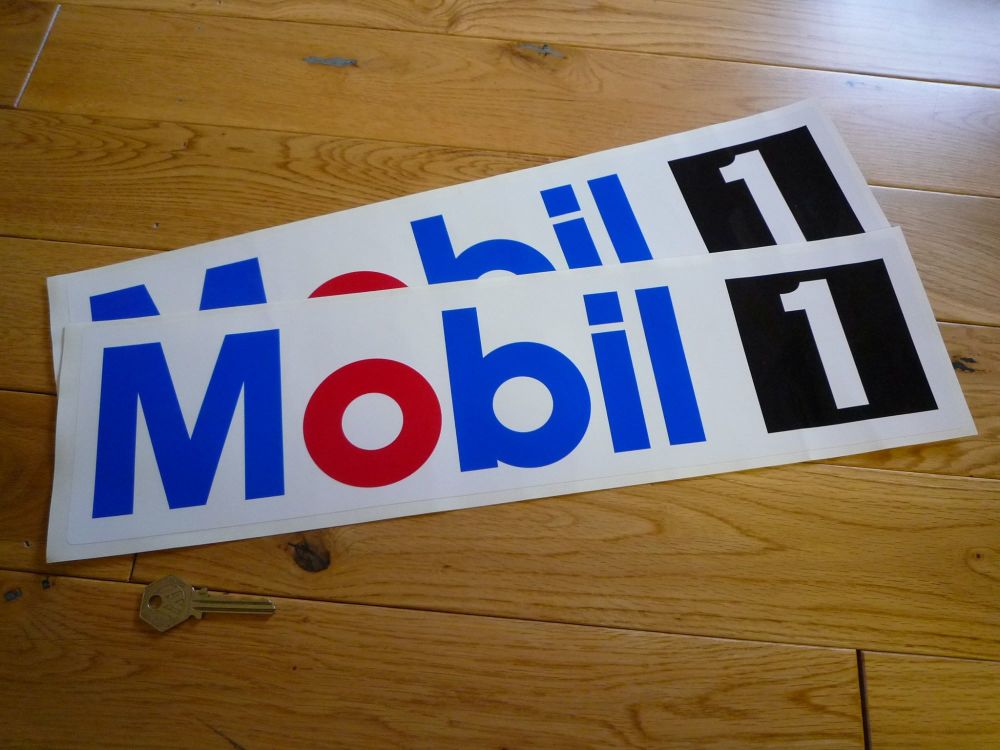 Mobil One Oblong Stickers. 18" Pair.