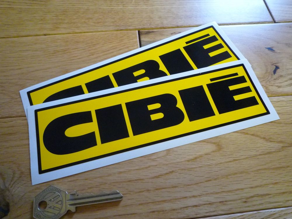Cibie Yellow & Black Border Oblong Stickers. 7.75