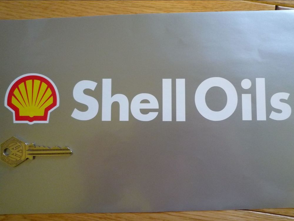 Shell Oils Cut Text and Modern Logo Stickers. 9.75